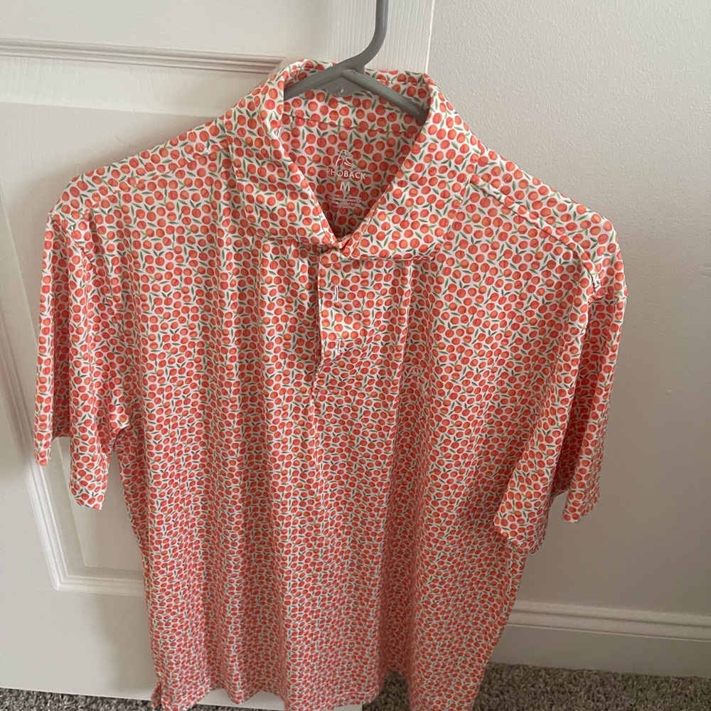 Rhoback Men's Peach Patterned Polo Shirt